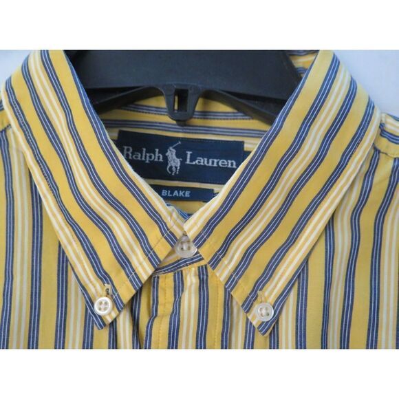 Ralph Lauren Men's Sz L Yellow/Blue Striped Blake Button Down L/S Shirt $110 - Picture 6 of 10